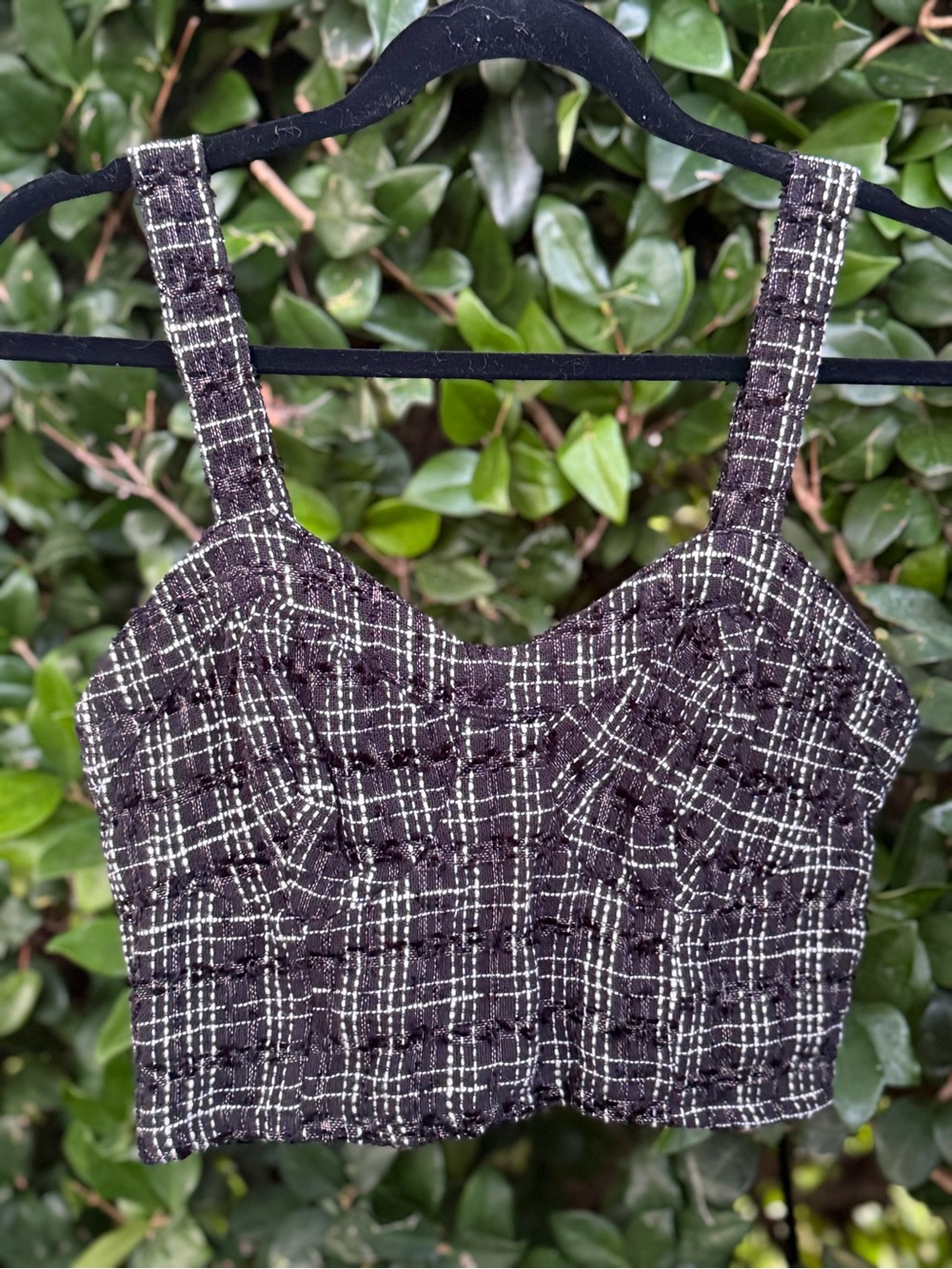 Japna Black & White Tweed Cropped Tank